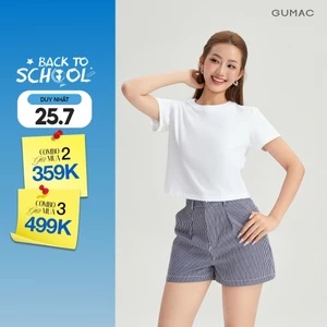 Áo Thun Nữ GUMAC Áo Phông Suông Dáng Lửng Trơn Cơ Bản Basic Cotton Mềm Mịn Thoáng Mát LATG06097