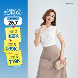 Áo Thun Ren Nữ GUMAC Áo Thun Kiểu Tay Ngắn Cổ Tròn Ôm Nhẹ Co Giãn Thanh Lịch LATF0918