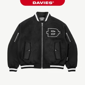 Áo khoác bomber kaki thêu chữ DAVIES khóa kéo form rộng lót dù thoáng túi hộp đường cắt hiphop POL Boxy Jacket| D-AK5-KK