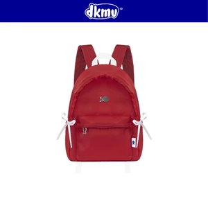 Balo đỏ nữ dây rút thắt nơ xinh DKMV logo inox hình Cá nhiều ngăn chất liệu dù kèm lót  Mallow Backpack | K-P43-DO