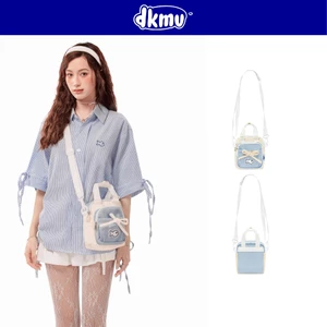 Túi đeo chéo nữ nhỏ gọn phối màu DKMV xanh phối kem đáng yêu thắt nơ logo su Cá Aimee Ribbon Bag | K-B46-K