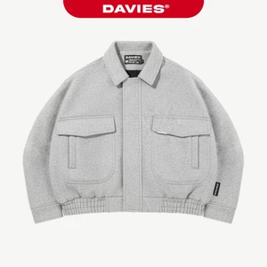 Áo khoác bomber nỉ basic logo inox DAVIES thiết kế đường cắt đứng form hiphop xám lót dù Crop Jacket Classy | D36-AK2-X