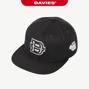 Mũ lưỡi trai hiphop nam nữ DAVIES thiết kế hình thêu logo đứng form cứng cáp màu đen Crew Snapback | D-C10