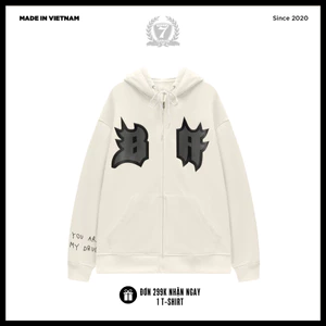 Áo Hoodie Nỉ Bông Khóa Kéo Unisex Banawa – Zip Hoodie Badass Monogram | Local Brand Chính Hãng