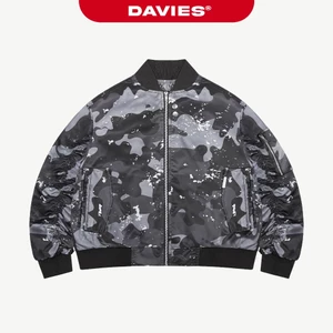 Áo khoác bomber hiphop hoạ tiết camo DAVIES tay áo nhún khóa kéo kèm nút bấm chất dù 2 lớp Maverick Jacket | D-AK29-CM
