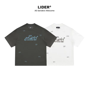 Áo thun Cotton Giấy Mỏng Dáng Ôm Unisex LIDER CULTURE FIT TEE - Ash Grey/White