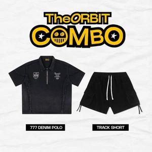 COMBO ÁO + QUẦN The ORBIT 777 Denim Polo + Track Shorts - Local Brand Chính Hãng