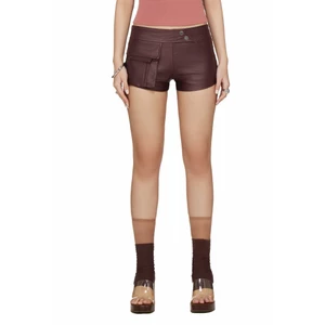 Quần Short Da Nữ Dáng Ngắn - BEUTER® WMNS LEATHER MINI SHORTS - BROWN