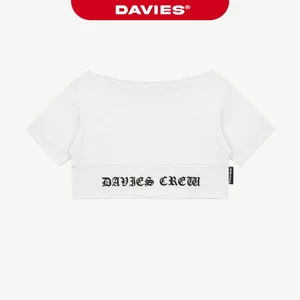 Áo croptop nữ form cổ ngang rộng DAVIES hoạ tiết hình in chữ hiphop nỉ chân cua màu trắng Legacy Croptop | D-T49-T