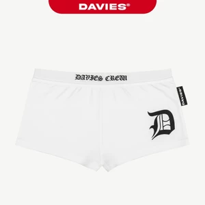 Quần short thun nữ ôm sát DAVIES lưng thấp mini short hình in lụa thun 2 da co giãn màu trắng Legacy Short | D-Q16-T