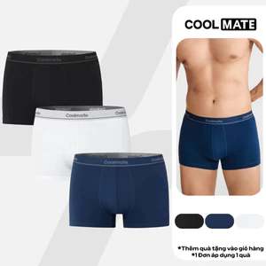[MUA 3 TẶNG 1]Combo 3 Quần Lót Trunk Cotton Stretch vải mềm mịn, thấm hút, thoáng khi cạp dệt logo Coolmate